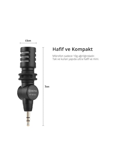 Boya By M100 Kompakt 3.5Mm Kamera Mikrofonu