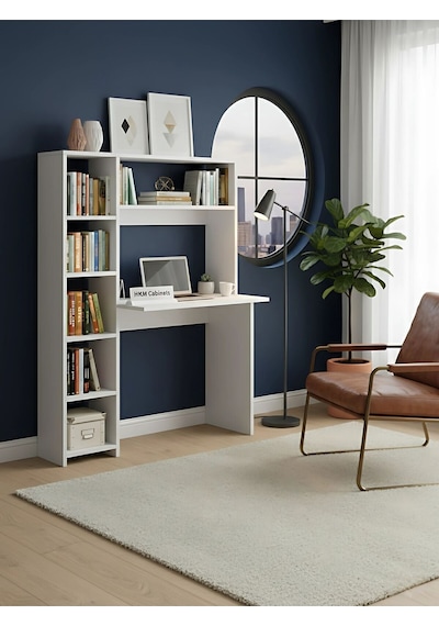 Premium Mdf Ürün Modern Kitaplıklı Çalışma Masası Raflı Öğrenci Ve Home Ofis Bilgisayar Masası Beyaz Premium Mdf Ürün Modern Kitaplıklı Çalışma Masası Raflı Öğrenci Ve Home Ofis Bilgisayar Masası Beyaz