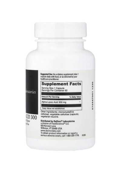Davinci Laboratories, Alpha Lipoic Acid 300, 60 Capsules 300 Mg Per Capsule