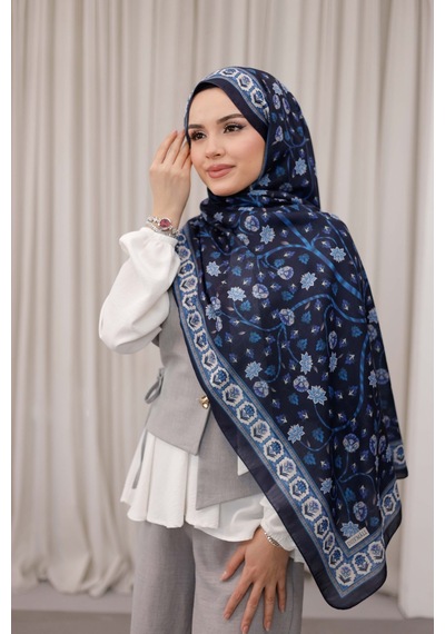 Mimiyum Alya Desen Soft Şal Lacivert