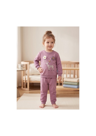 Deniva Kids Kız Bebek Gül Kurusu Geyik Nakışlı 3 Boyutlu Çiçek Detaylı İki İplik Pamuklu Alt Üst Takım Pembe Deniva Kids Kız Bebek Gül Kurusu Geyik Nakışlı 3 Boyutlu Çiçek Detaylı İki İplik Pamuklu Alt Üst Takım Pembe