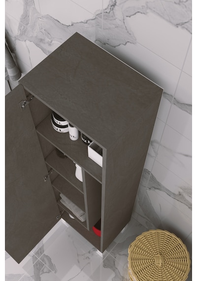 Çok Amaçlı Kapaklı Banyo Dolabı - Yüksek Raflı, Dar Alanlara Uyumlu Depolama Dolabı - Kil Grisi - 45cm Çok Amaçlı Kapaklı Banyo Dolabı - Yüksek Raflı, Dar Alanlara Uyumlu Depolama Dolabı - Kil Grisi - 45cm