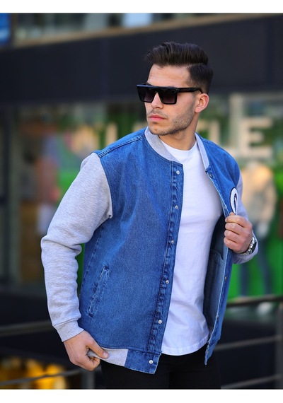 Little Cup Erkek Çıtçıtlı Mavi Oversize Spor Kot Ceket