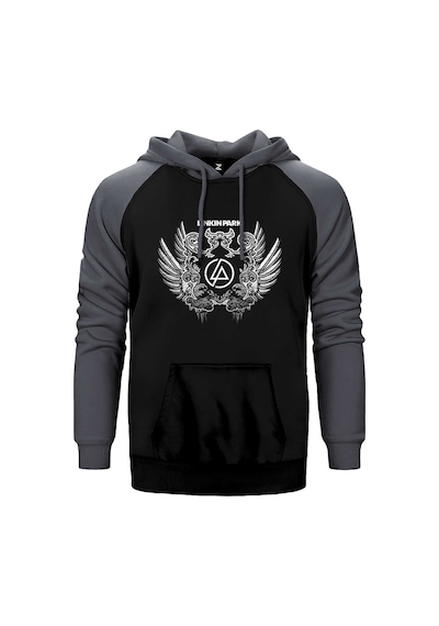 Linkin Park Wings Gri Renk Reglan Kol Kapşonlu Sweatshirt Gri