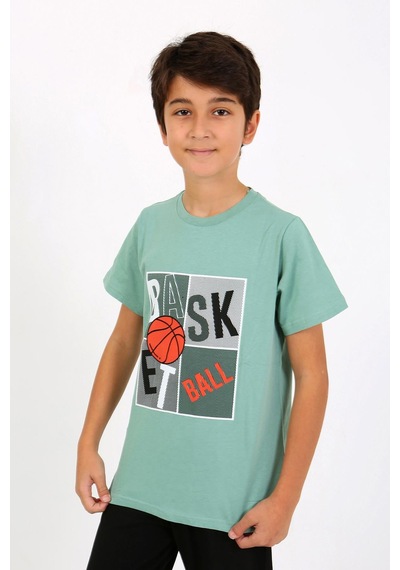 Akbeniz Erkek Çocuk Kısa Kol Penye Pijama Takım 20758 Suyeşili Su Yeşili