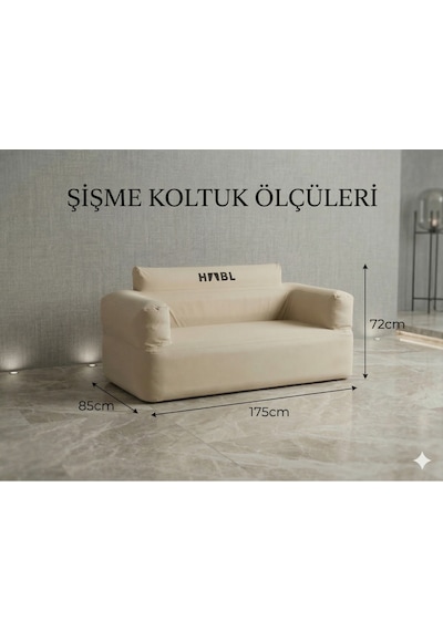 Kendi Kendine Şişen Şişme Kamp Koltuğu 4000mah Şarjlı Su Tutmaz Premium 1000d Oxford Kumaş Bej