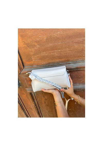 Just Polo Kadın Yeni Sezon Örgü Detaylı Ayarlanabilir Askılı Lüks El Ve Omuz Çantası Ebat : 26 X 14 Cm Taş