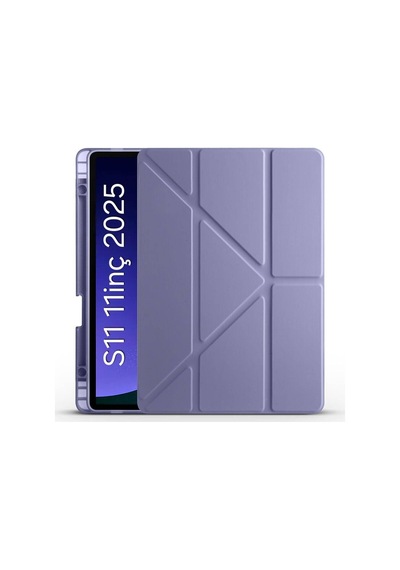 S11 2025 11 İnç Tablet Sm-x730/x736 İçinile Uyumlu Üçgen Kalem Bölümlü Standlı Uyku Modlu Akıllı Kılıf Levender Sku: Zeusb0gfxcmkqx Arka Kapak