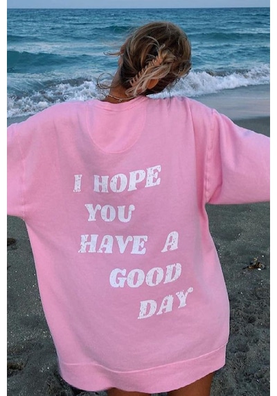 Madmext Mad Girls Pembe Sırt Baskılı Sweatshirt Mg1219 Pembe