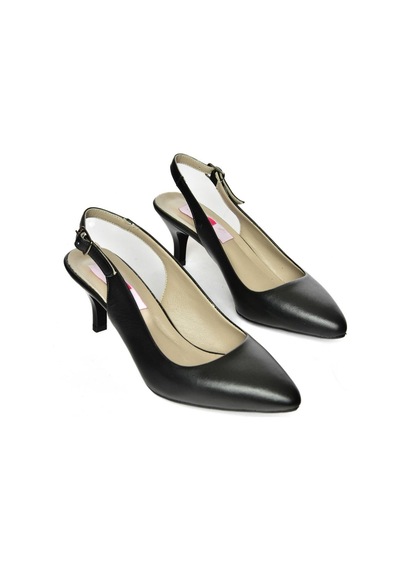 Fox Shoes S908002303 Siyah Hakiki Deri Alçak Topuklu Kadın Ayakkabı Siyah
