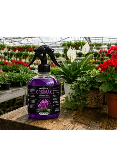 Agroforce Orkimax Orkide Bakım Spreyi 500 Ml Orkide Vitamini, Yaprak Bakım Ve Çiçek Destek Spreyi