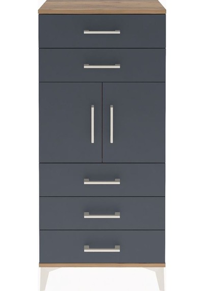 Arges Dolap Tek Raflı 5 Çekmeceli 2 Kapaklı 60x30x134 Çam-ant... Çam