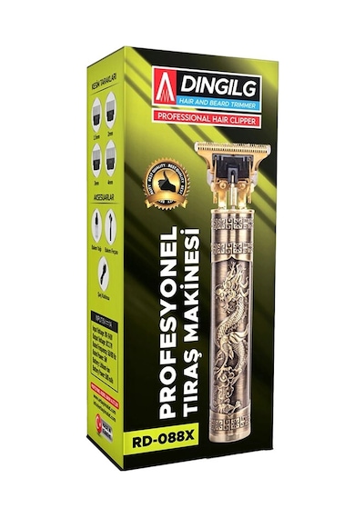 T Bıçak Baskılı Plastik Gövde Ense Çizim - Saç Sakal Kesme Traş Makinesi Usb Şarjlı Rd-088x 5468