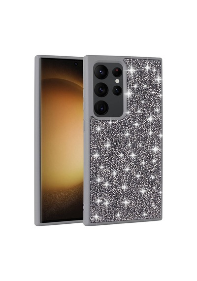 Galaxy Uyumlu S24 Ultra Kılıf Simli Pırlanta Taşlı Kamera Yükseltili Silikon Pazarplus Lila