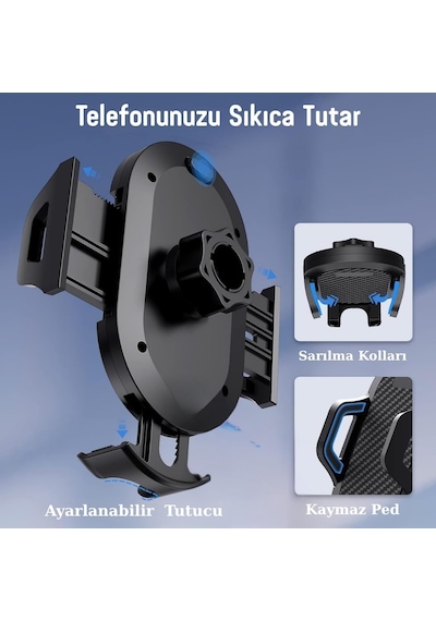 Araç Telefon Tutucu Infomax 360 Dönebilir Vantuzlu, Şok Emici, Tek Tuşla Sabitleme, Ultra Güçlü Vakum, 4.