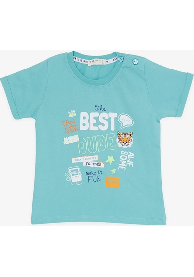 Breeze Girls & Boys Erkek Çocuk Şortlu Takım Kaplan Baskılı 1-4 Yaş, Mint Yeşili-mint Yeşili Mint Yeşili
