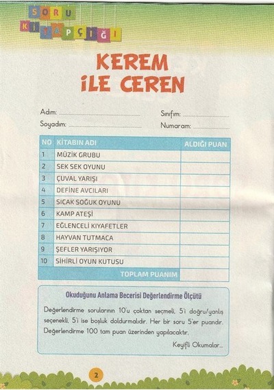 1. Sınıf Okuma Seti Kerem İle Ceren Ev Maceraları 10 Kitap + S...