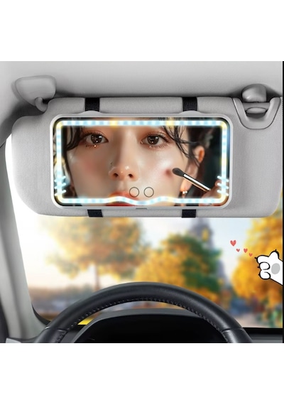 Led Işıklı Araç Makyaj Aynası Aydınlatmalı Oto Siperlik Ayna Oto Makyaj Aynası