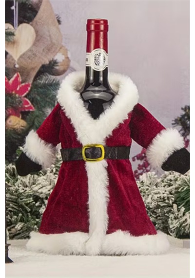 2 Adet Noel Temalı Kırmızı Şarap Çantası Noel Elbisesi Şişe Kapağı & Etek Şarap Şişesi Süsleme Set