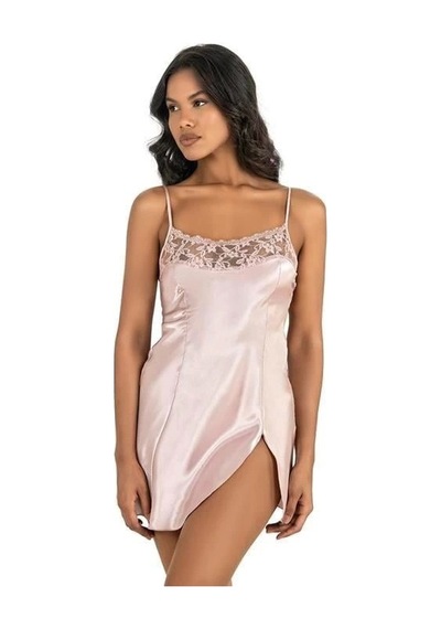 Moon Wear Pudra Kısa Saten Gecelik 8217 Pudra