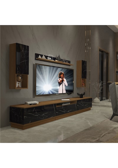 Decoraktiv Trendstyle 270das Mdf Tv Ünitesi Tv Sehpası Ceviz - Siyah Mermer