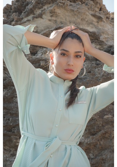 Charmwear Uzunkol Cepli Bluz Mint Yeşili