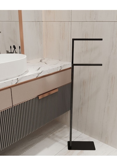 Aju Havluluk Kağıt Havlu Askısı Siyah Metal Malzeme Kurulum Gerektirmez Devrilmez Banyo Düzenleyici Siyah