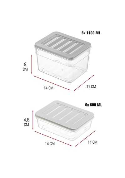 12 Li Saklama Kabı Seti 6x1100 Ml Derin 6x600 Ml Sığ Mikrodalga Ve Bulaşık Makinesi Uyumlu Krem Kapak