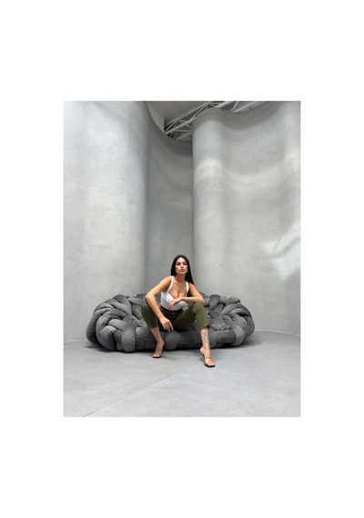 Kene Jeans Kadın Haki Yüksek Bel Keten Paça Kesik Dar Paça Pantolon Haki