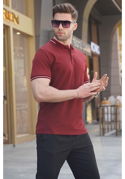 Madmext Bordo Polo Yaka Erkek Tişört 6113-bordo Bordo
