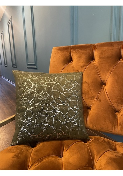 Mrs.gugar Gümüş Detaylı Mermer Desen Kare Kırlent Kılıfı 001