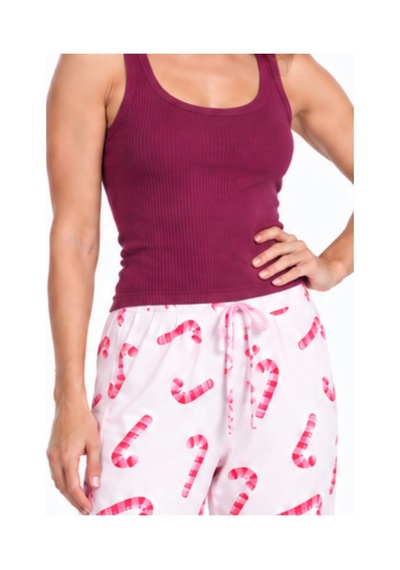 Fit Women Kadın Trend Günlük Bluz Bordo Desenli Pijama Takımı