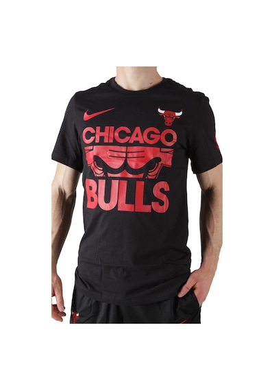 Nike Nba Chicago Bulls Courtside Mens Tee Black Grafik Baskılı Erkek Günlük Tişört Siyah Siyah