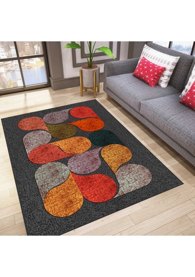 Rovigo Home Dijital Baskı Yıkanabilir Kaymaz Taban Salon Halısı RVG0190-SD915 Çok Renkli