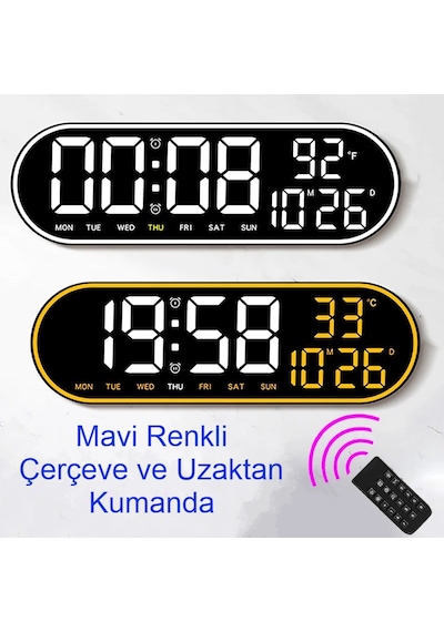 Usb İle Çalışan Led Duvar Saati Büyük Ekran, Geri Sayım, Alarm, Kumandalı, Sıcaklık,tarih Gösterimi Siyah