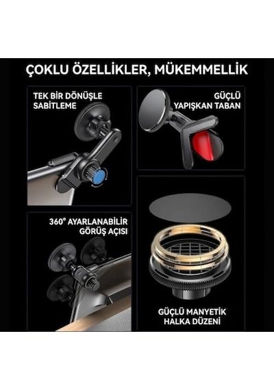 Magsafe Uyumlu Araç İçi Telefon Tutucu - Tesla Ve Tüm Araç Ekranı Arkası Montaj - 360 Dönebilen Katlanabilir G