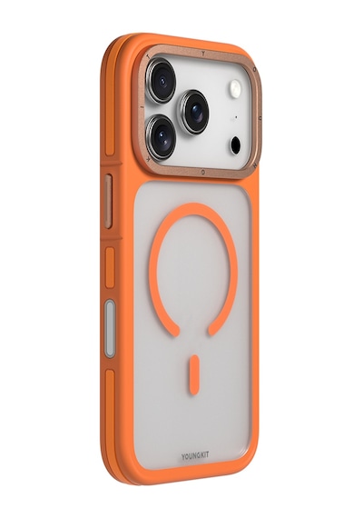 Apple Uyumlu iPhone 17 Pro Max Kılıf M-safe Şarj Özellikli Youngkit Rock Sand Serisi Kapak Turuncu