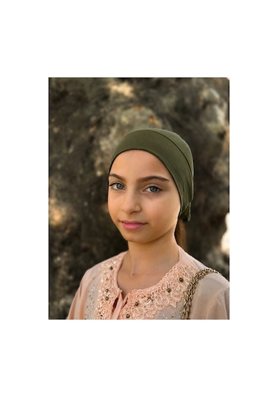 Aldaıyr Dikişli Hazır Pratik Geçmeli Düz Çocuk Boru Bone Haki
