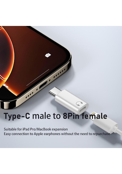 Usb-c - 8pin Lightning Kulaklık Adaptörü Hi-fi Ses Kalitesi Mikrofon Ve Kumanda Destekli