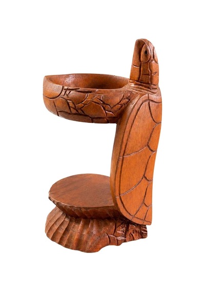Maun Ağacı Ahşap El Oyması Kaplumbağa Şişelik 26x15 Cm Standart