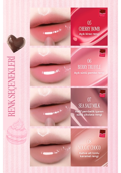 Dolgun Görünüm Kazandıran, Parlak, Besleyici, Renkli Dudak Serumu Clıo Glaze Lip Serum 08 Nougat Choco