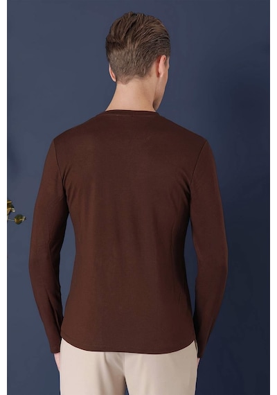 Efor Ts 870 Slim Fit Kahve Spor T-shirt Kahverengi