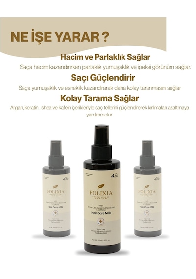 Folixia Saç Bakım Sütü Argan Yağı & Keratin İçeren Bakım 200 Ml