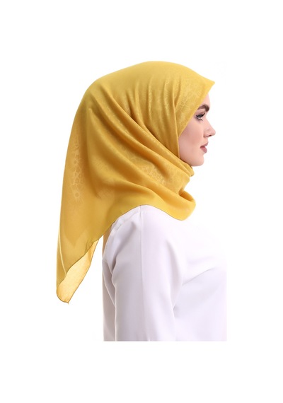 Kofra Desenli Baş Örtü - Sarı