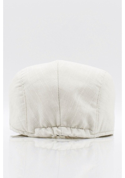 Külah Erkek Düz Pamuklu Açık Bej Flat Cap Kasket-Açık Bej-Standart