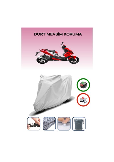 Gri Arka Çanta Uyumlu Yuki Imola 125 Uyumlu Motosiklet Brandası Motor Örtüsü