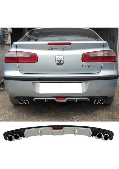 Renalt Laguna 2 Uyumlu Gri Difüzör 4 Krom Egzoz Görünümlü Difizör Arka Ek Body Kit