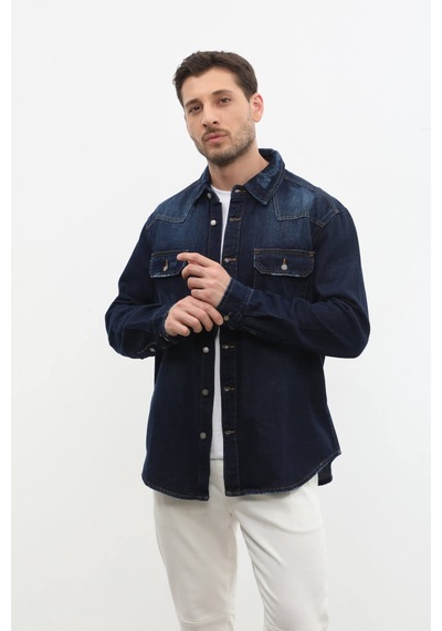 Banny Jeans Erkek Oversize Jean Ceket Lacivert