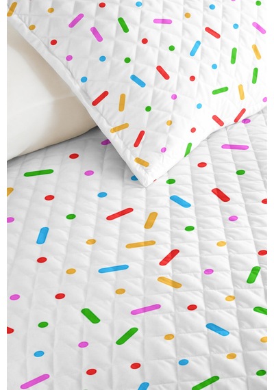 Renkli Konfeti Genç Odası Tek Kişilik Pike Takımı - Beyaz Geometrik 160x220 Cm Kapitone Yatak Örtüsü Buğulu Saten Dengesi Renkli Konfeti Genç Odası Tek Kişilik Pike Takımı - Beyaz Geometrik 160x220 Cm Kapitone Yatak Örtüsü Buğulu Saten Dengesi