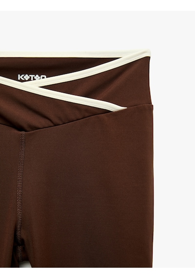 Koton Yüksek Bel Kemer Detaylı Slim Fit Spor Tayt Kahverengi 6sak40461nk Kahve